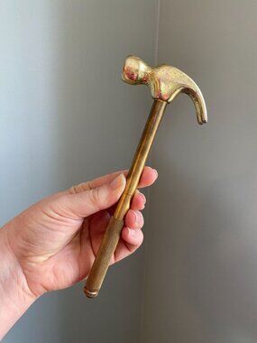 Vintage 5-In-1 Handy Tool Brass Plated Hammer & Nesting Screwdriver Set